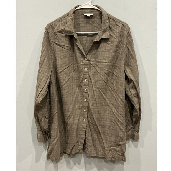 J.Jill Tops - J Jill Womens Button Up Shirt Tunic Top Size XLP XL Petite Plaid Office Career